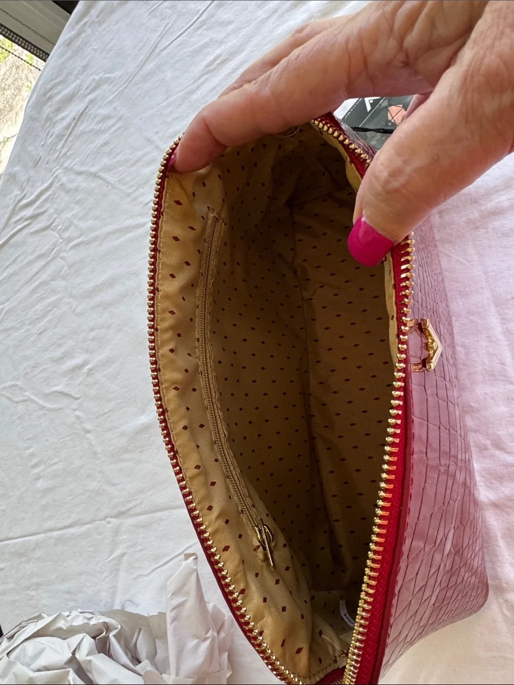 Vanessa Williams Red Croc-Embossed Cosmetic Pouch